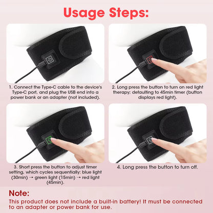 Multi-Purpose 660nm & 850nm Red & Near-Infrared LED Light Therapy Band Wrap